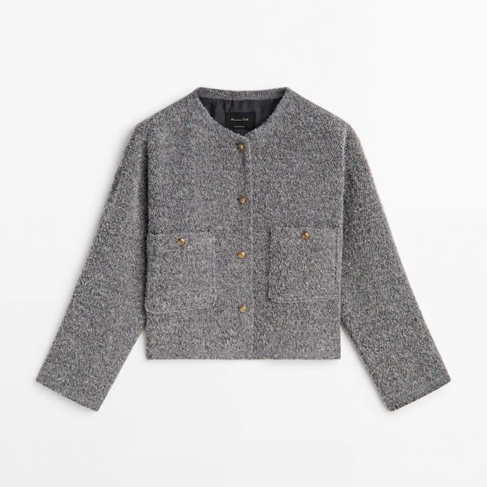 Massimo Dutti Gray Women’s Textured Jacket Size XS